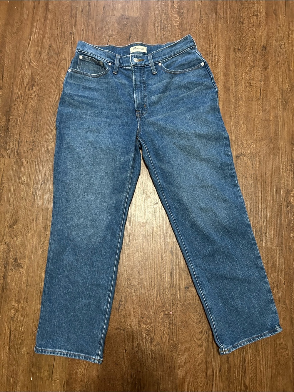 Madewell Perfect Vintage Straight Jeans Womens 30P Petite High Rise Blue Denim